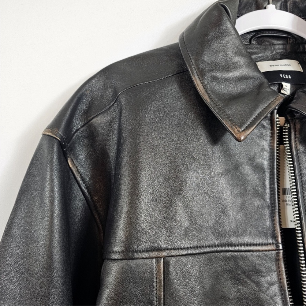 NWOT Veda Bennett Oversized Leather Bomber - Picture 8 of 13
